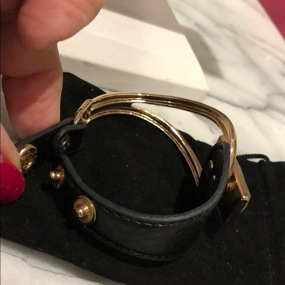 Leather Bracelet w/Rectangular Crystal Gold or Silver-Boutique - Picture 7 of 8